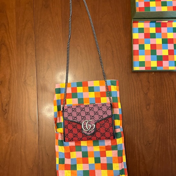 New With Tags 100% Authentic Gucci Marmont Multicolor Bag GG Rare! - Picture 9 of 11